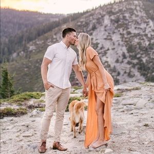 Vici orange wrap maxi dress